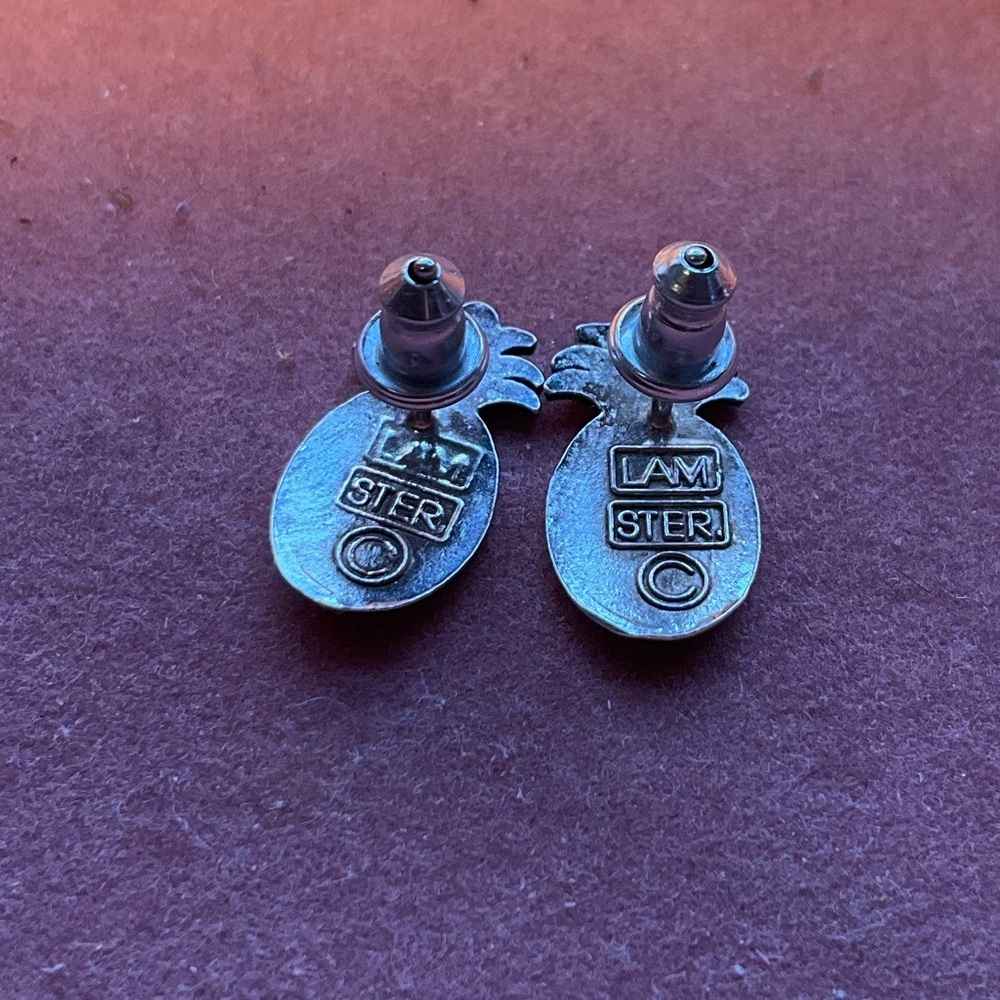 Sterling Silver Pineapple Stud Earrings - Picture 5 of 6